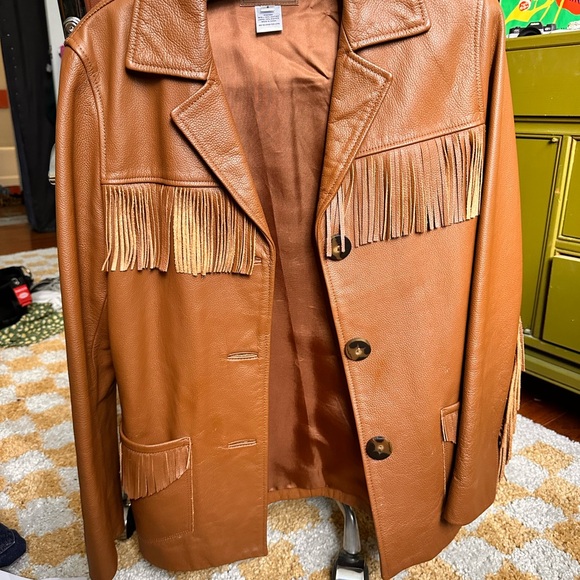 Pendleton Jackets & Blazers - Pendleton Tan Brown Leather Fringe Jacket